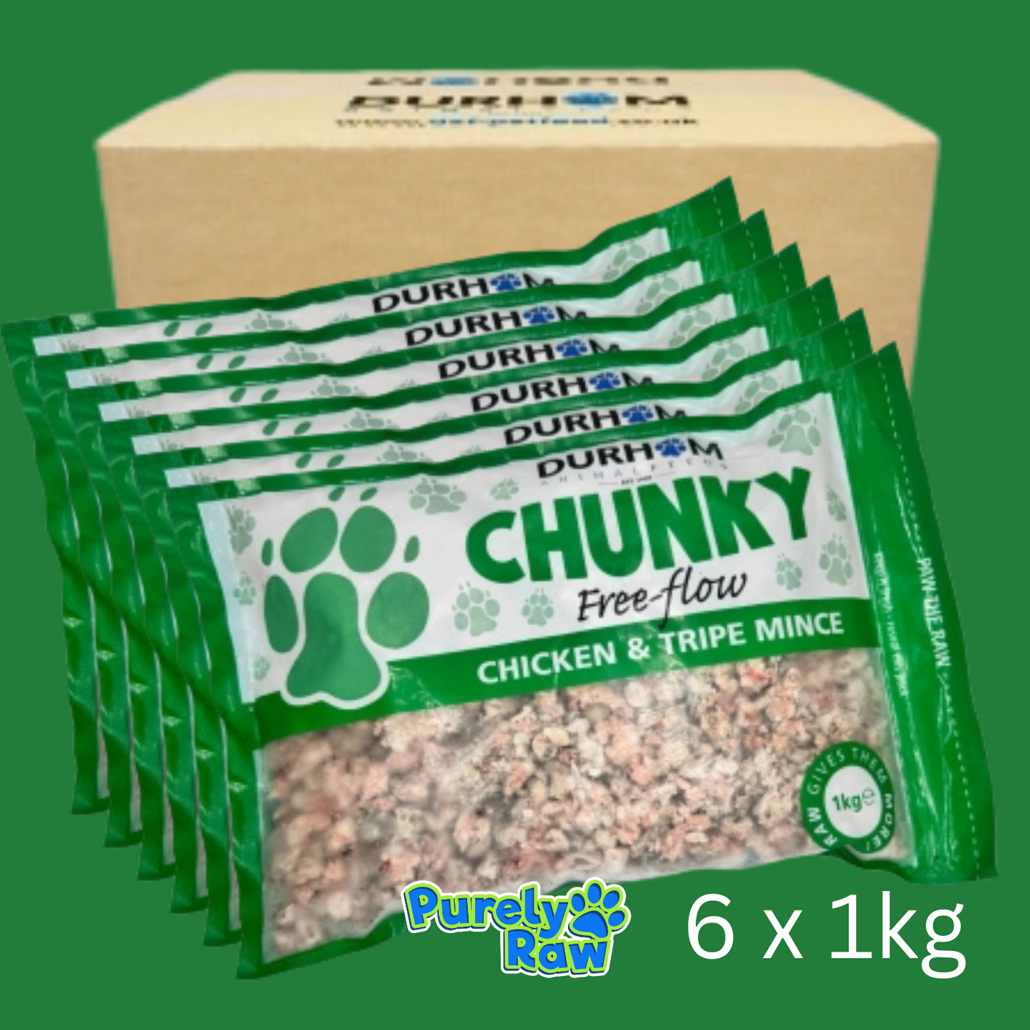 Durham | Chunky Free Flow Chicken & Tripe | Box Deal 6 x 1kg