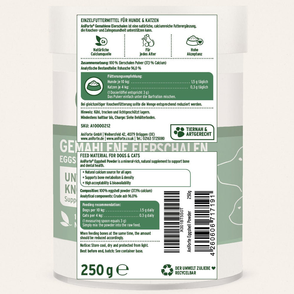 Aniforte | Eggshell Powder - Natural Calcium Supplement 250g