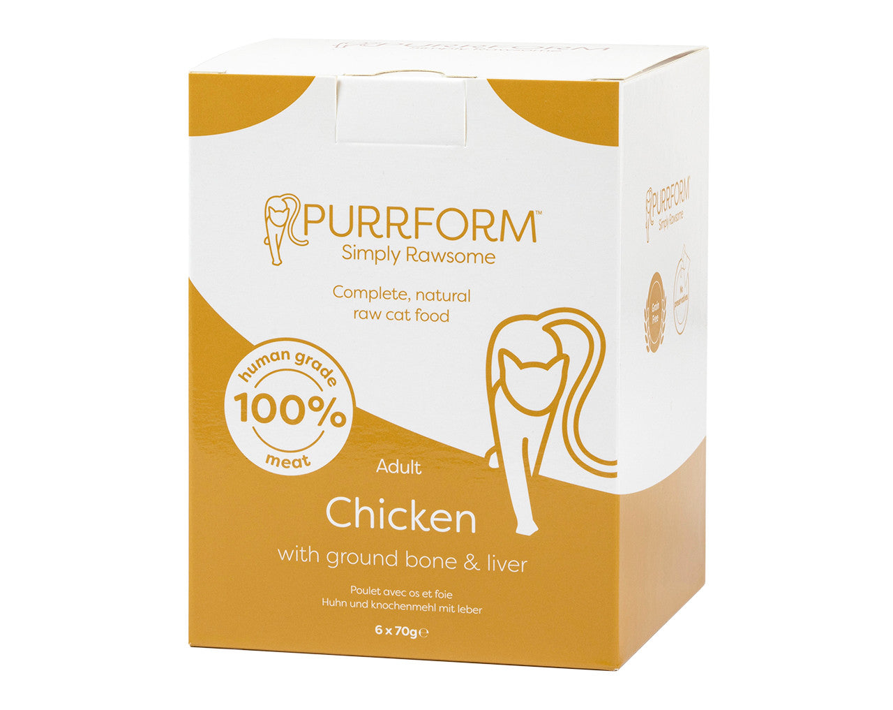Purrform Raw Adult Cat Food Pouches | Chicken & Ground Bone with Liver