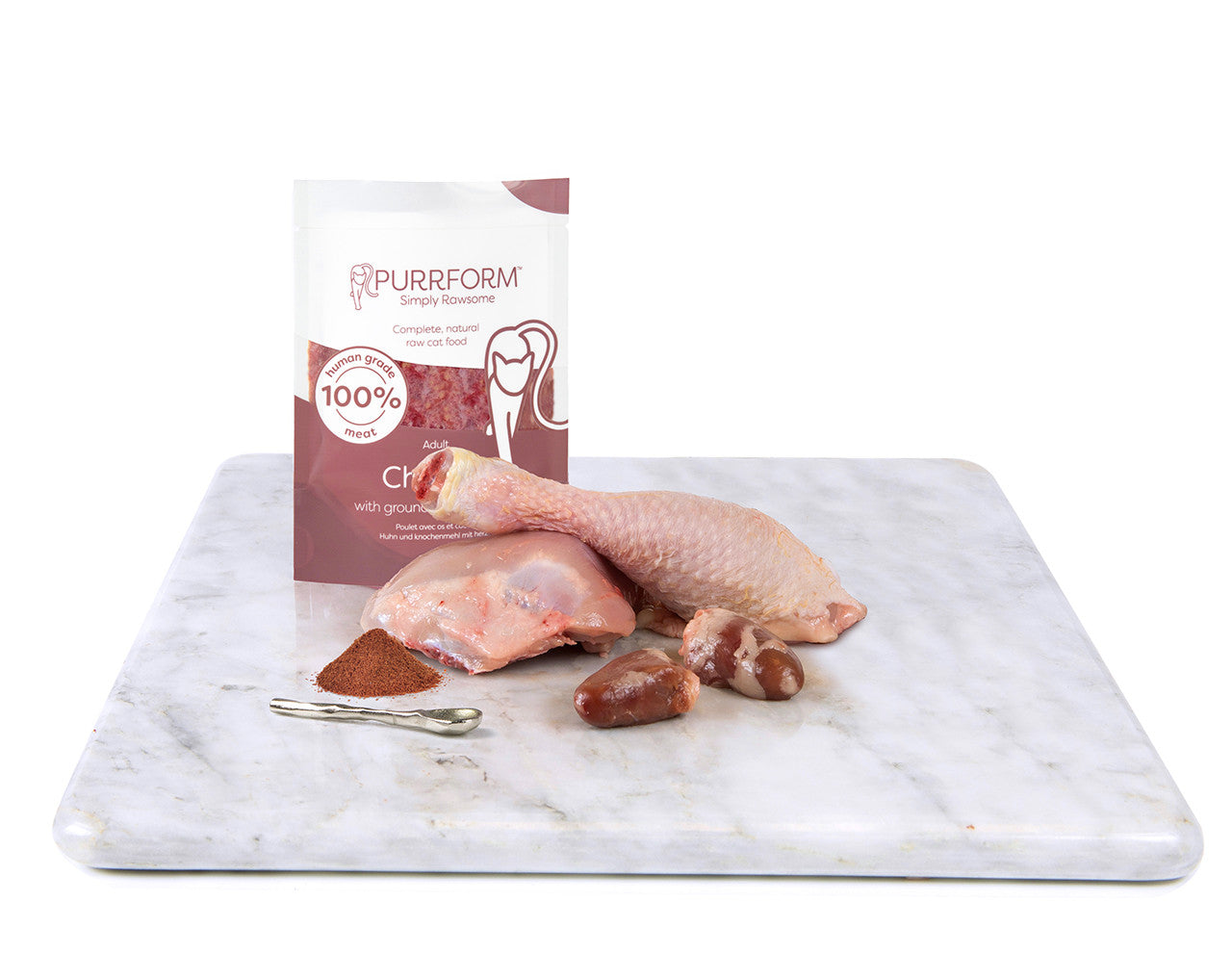 Purrform Raw Adult Cat Food Pouches | Chicken & Ground Bone with Heart