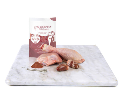 Purrform Raw Adult Cat Food Pouches | Chicken & Ground Bone with Heart