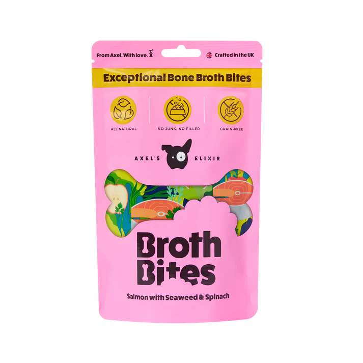 Axel's Elixir | Broth Bites Salmon with Seaweed & Spinach