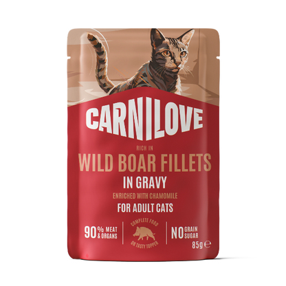 Carnilove | NEW Gravy Pouch Rich in Wild Boar with Chamomile for Cats 85g