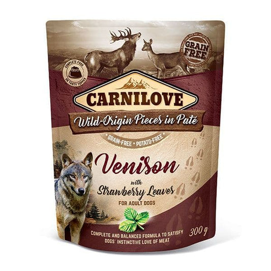 Carnilove Dog | Wet Food Pouch Venison With Strawberry Leaves 300g